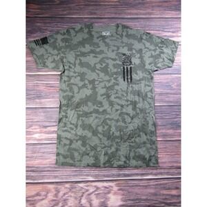 Howitzer Patriot Mens Medium Green Camo T Shirt Military Veteran America USA